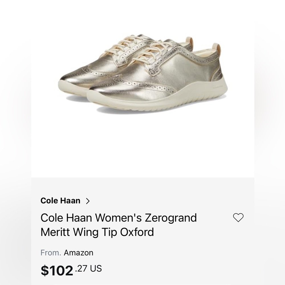 Cole Haan Women's Gold Wing Tip Sneakers